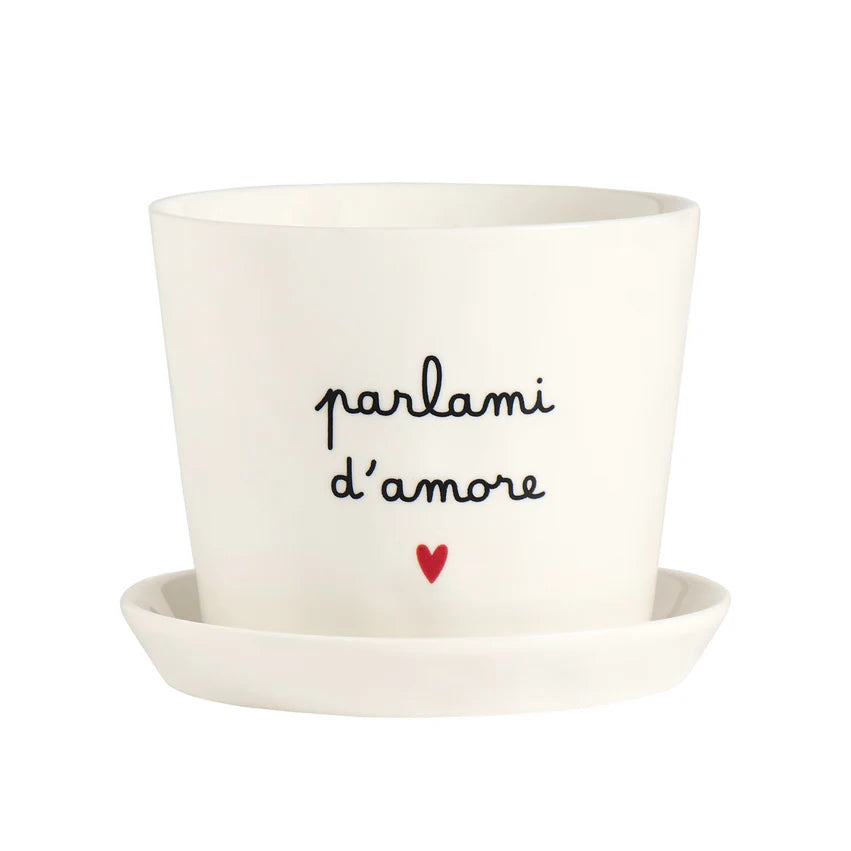 Vaso Parlami d'amore, con sottovaso