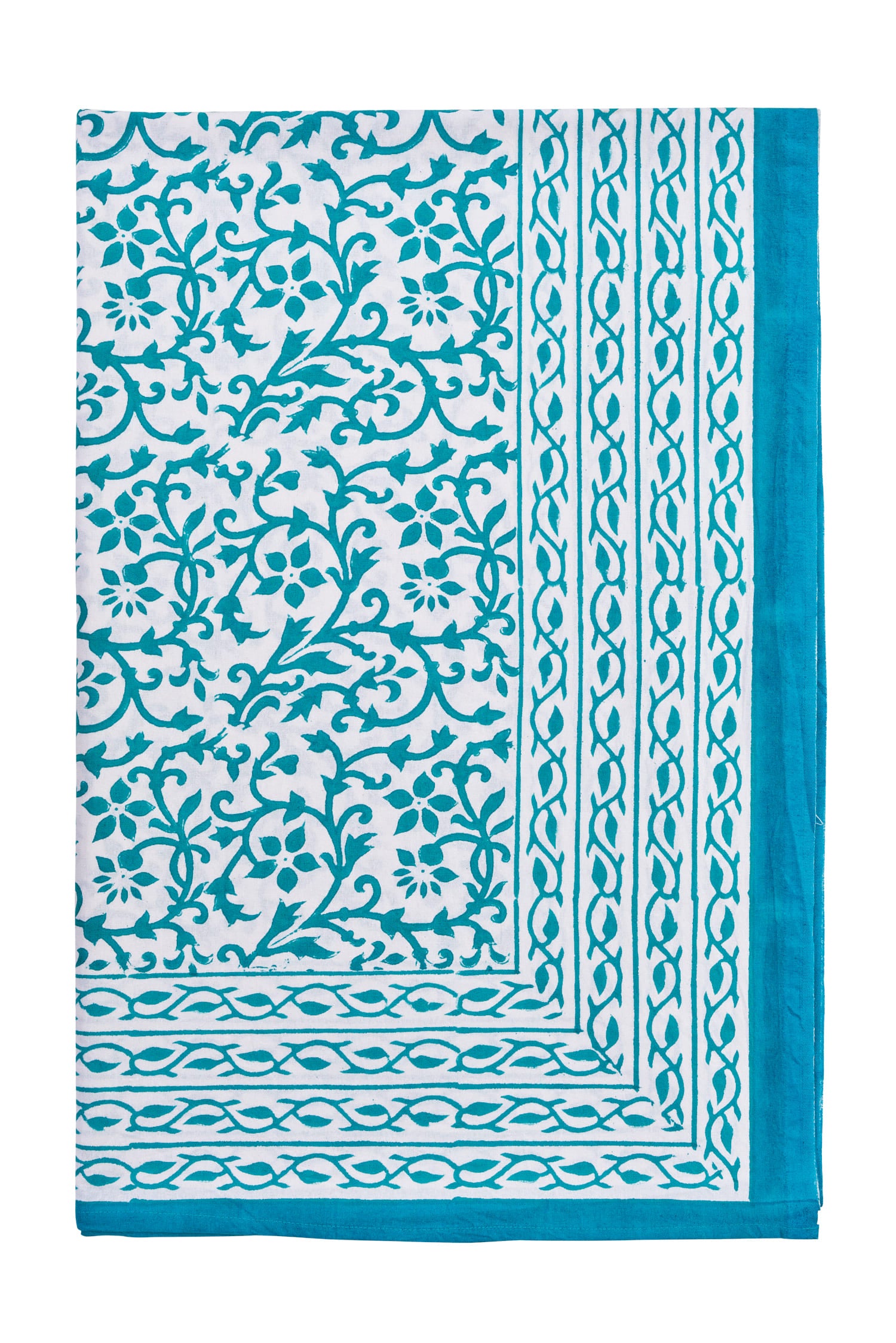 Vietri - mezzero singolo decor turchese in cotone - 180x270