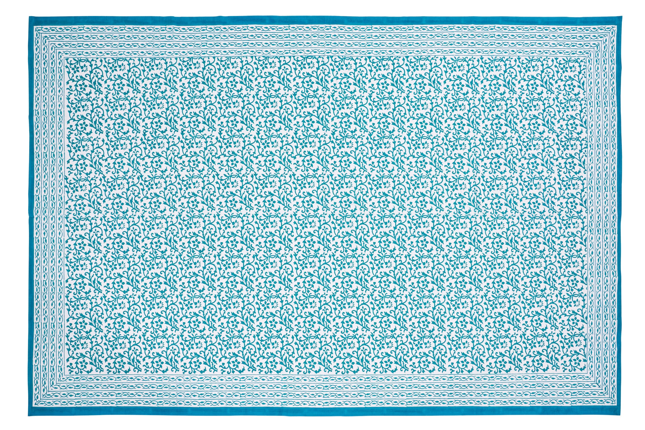 Vietri - mezzero singolo decor turchese in cotone - 180x270