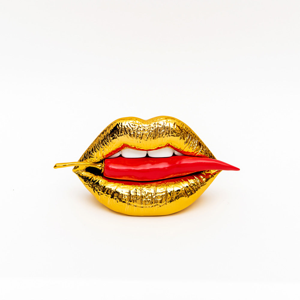Scultura BOCCA PEPERONCINO ORO - H 15