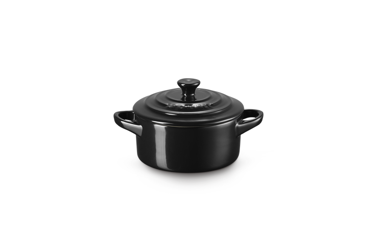 Mini cocotte rotonda in gres vetrificato - Nero Lucido 10 CM / 0.25 L