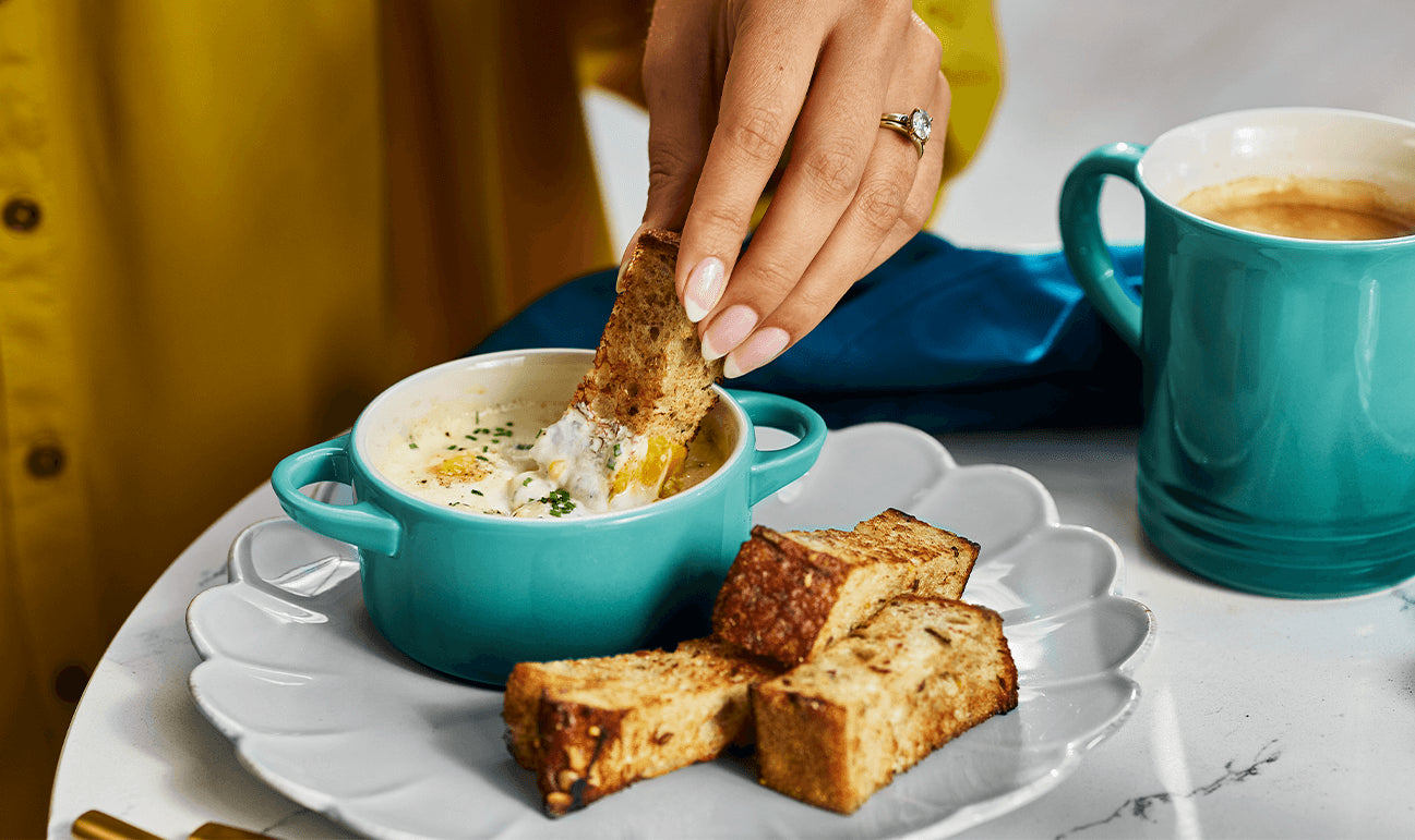 Mini cocotte rotonda in gres vetrificato - Bleu Riviera 10 CM / 0.25 L