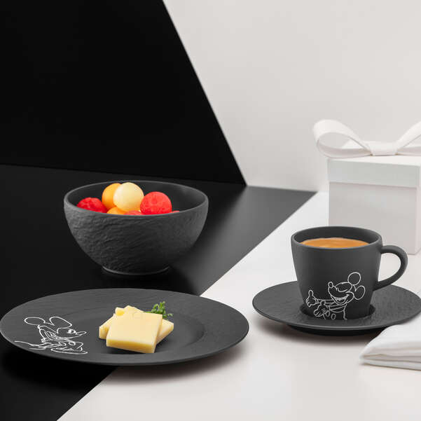 Set da colazione 4 Pezzi in Premium Porcelain Nero, Manufacture - Mickey Mouse