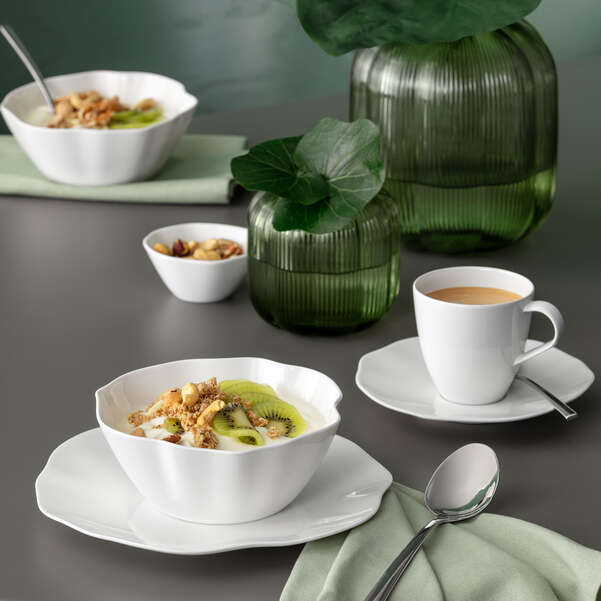 PURA Piatto da dessert / colazione bianco - 22 x 22 cm, Premium Bone Porcelain