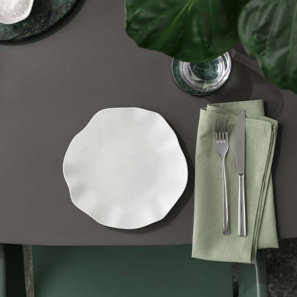 PURA Piatto da dessert / colazione bianco - 22 x 22 cm, Premium Bone Porcelain