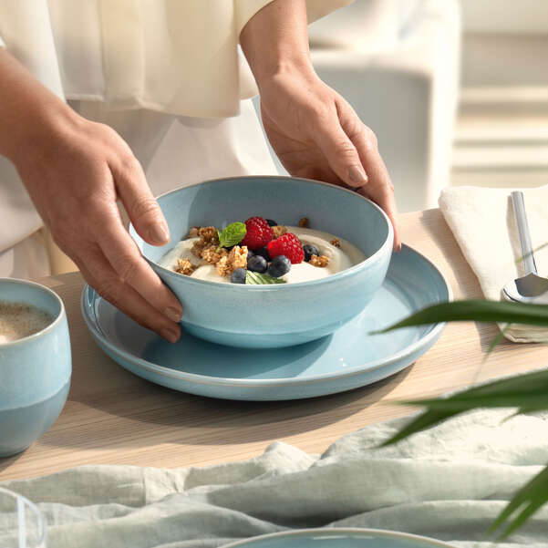 PERLEMOR Ciotola per cereali - Blu, Premium Porcelain