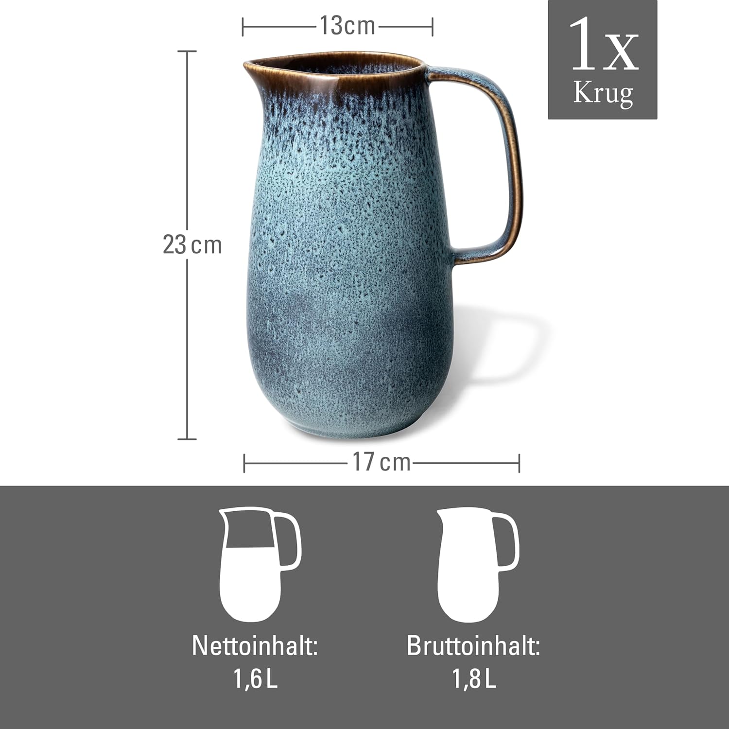 LAVE Brocca - Azzurra, 1,6 L, terracotta