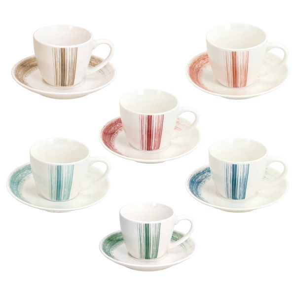 SET 6 tazze caffè con piatto 80 cc IRIS - New Bone China Multicolor