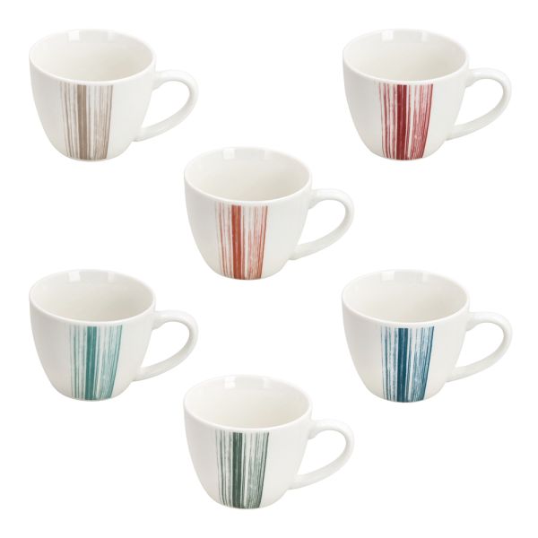 SET 6 tazze caffè con piatto 80 cc IRIS - New Bone China Multicolor