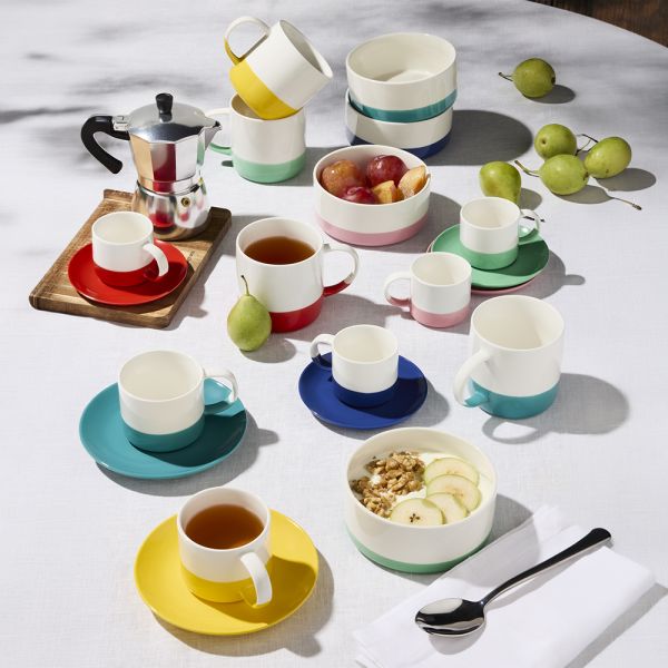 SET 6 tazze caffè con piatto 110 cc RAINBOW - New Bone China Multicolor