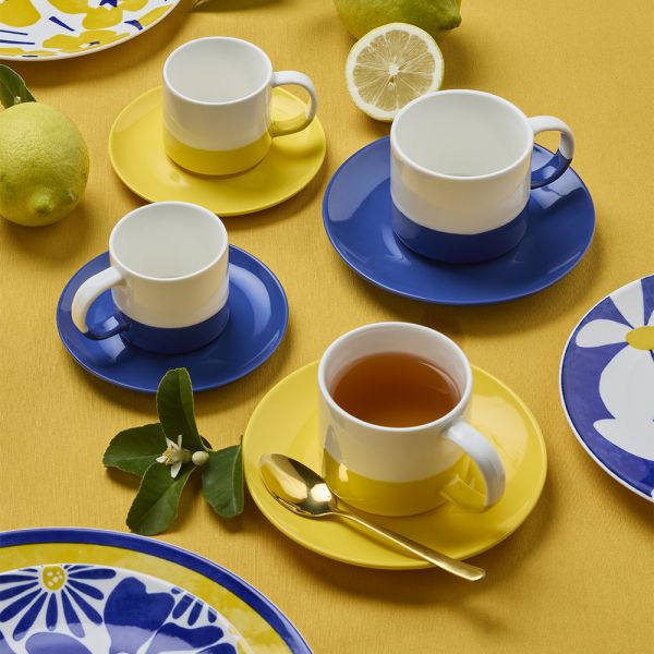 SET 6 tazze caffè con piatto 110 cc RAINBOW - New Bone China Multicolor