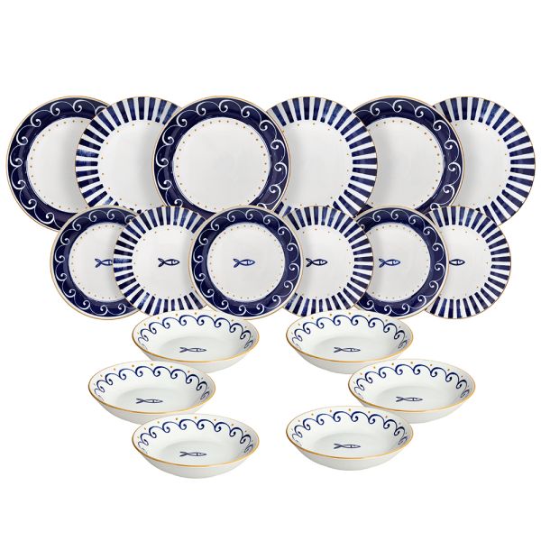 Servizio piatti 18 pezzi SARDINIA - Porcellana Blu