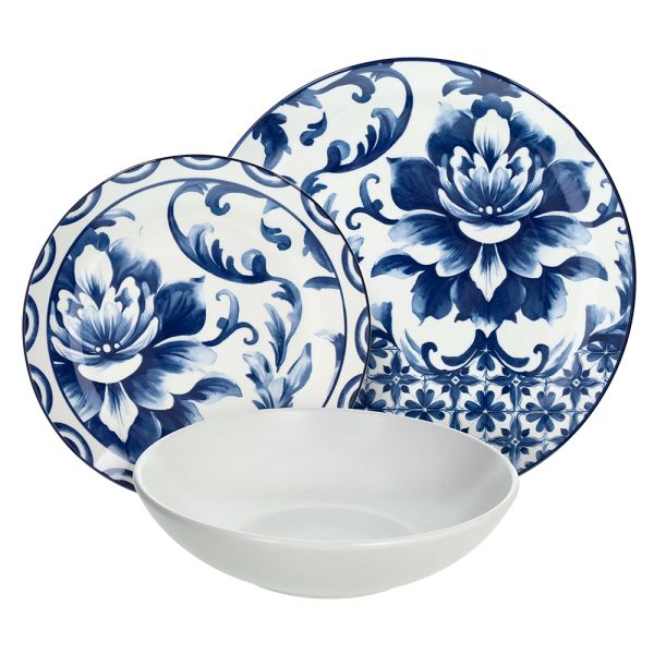 Servizio piatti 18 pezzi ORTIGIA - Porcellana Blu