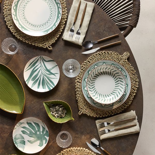 Servizio piatti 18 pezzi RIO VERDE - Porcellana Verde