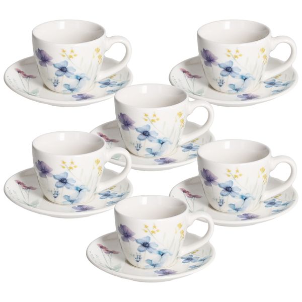 SET 6 Tazze Caffè con piatto 80 cc FLORENNE - Porcellana Multicolor
