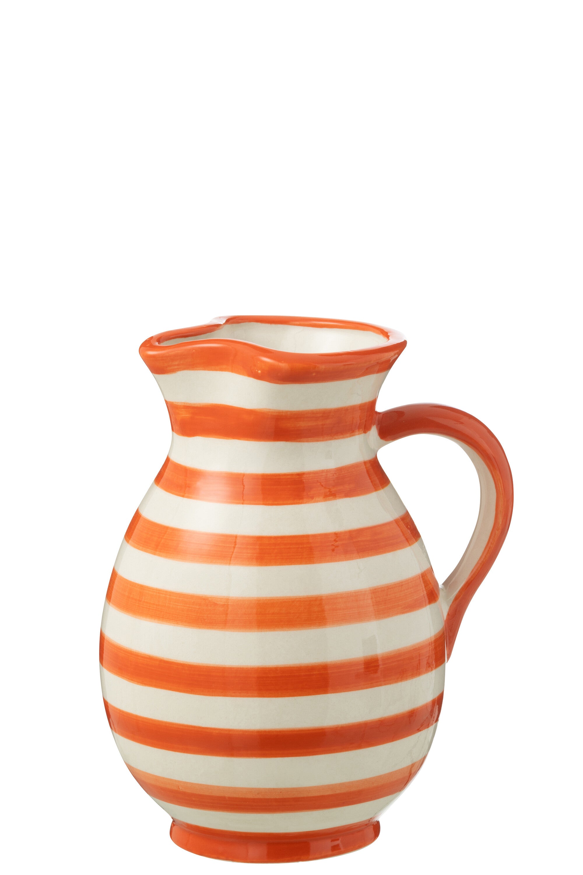 Vaso Granada Stripes in ceramica, bianco/arancione, medio