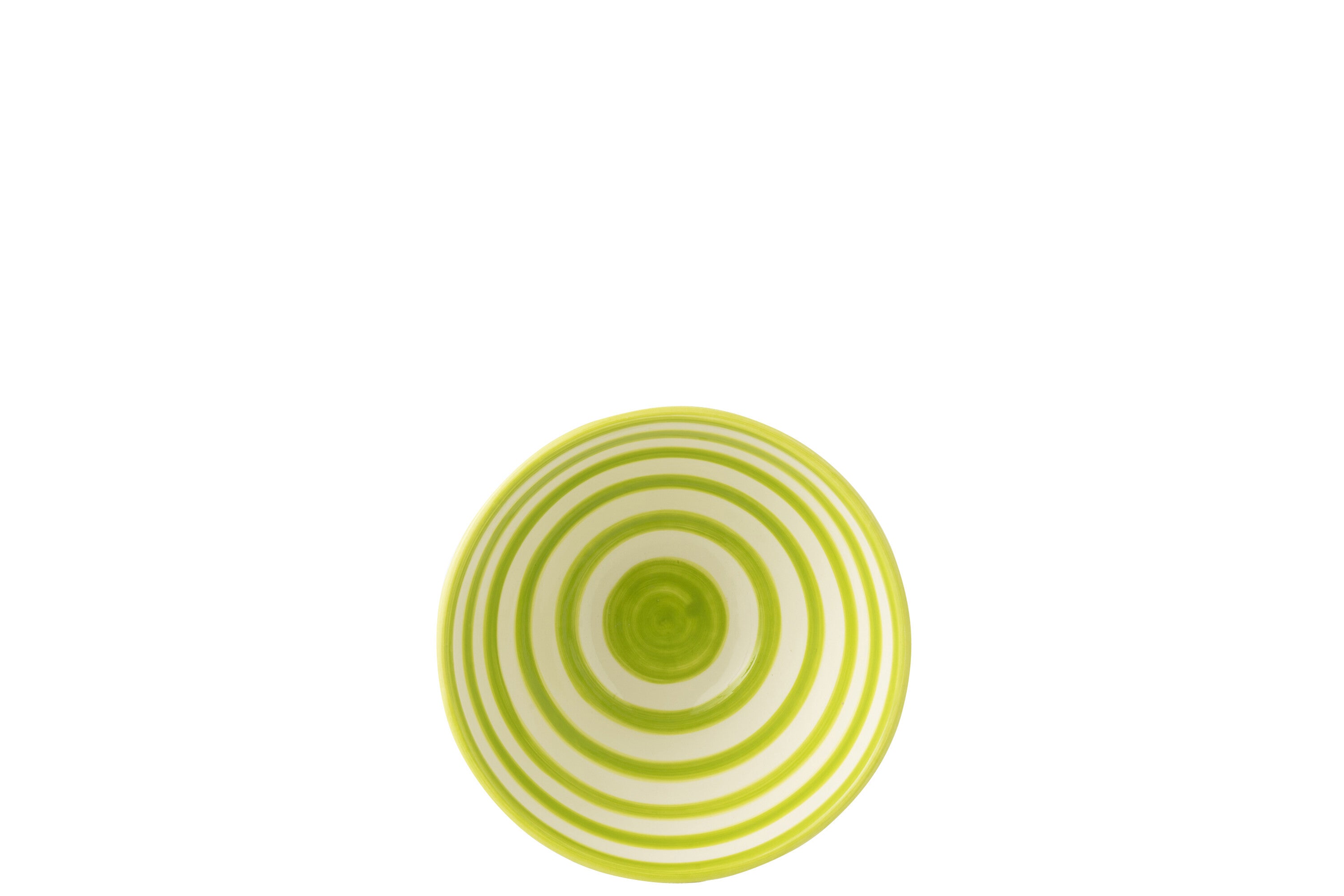 Ciotola Granada Stripes in ceramica di alta qualità, bianca/verde, media