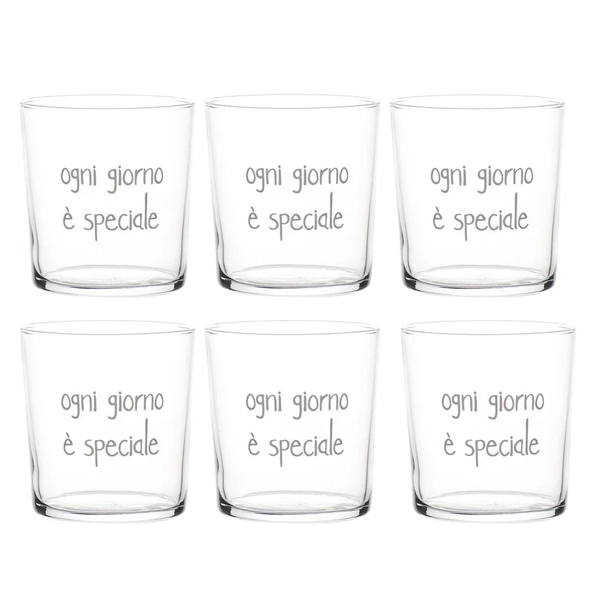 SET 6 bicchieri "Ogni giorno è speciale" - 35 CL