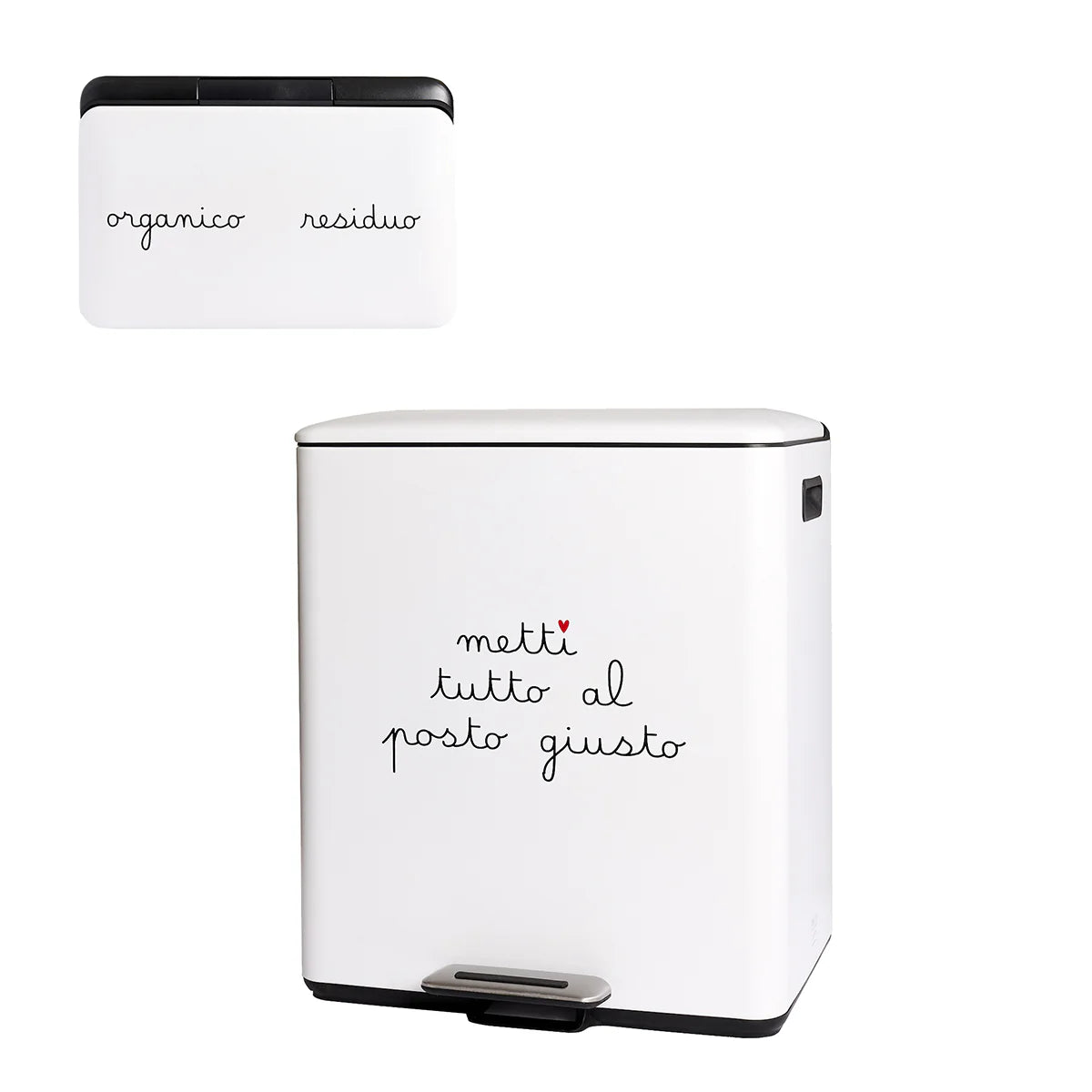 Pattumiera "Metti tutto al posto giusto" - Bianco