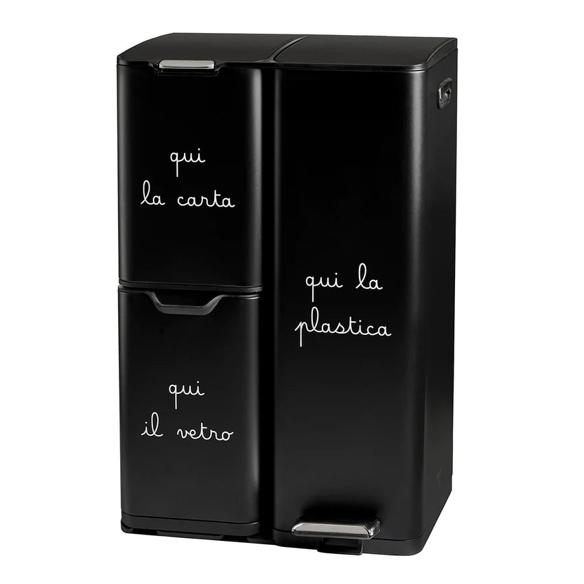 Pattumiera "Carta Plastica Vetro" - Nero