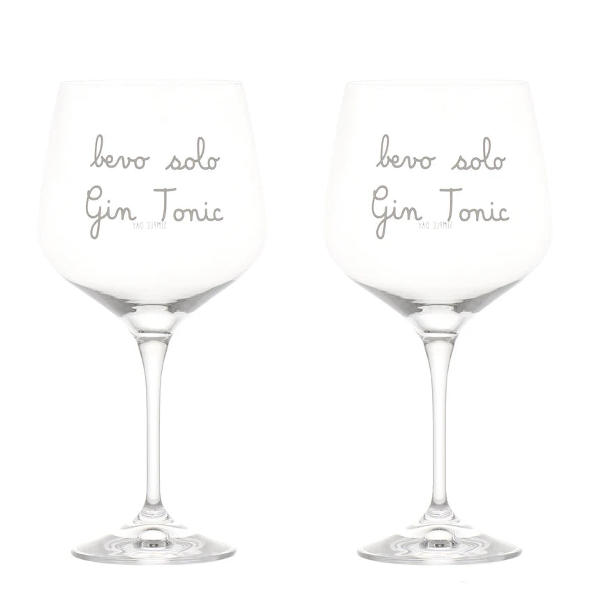 SET 2 calici cocktail "Bevo solo gin tonic" 82 CL