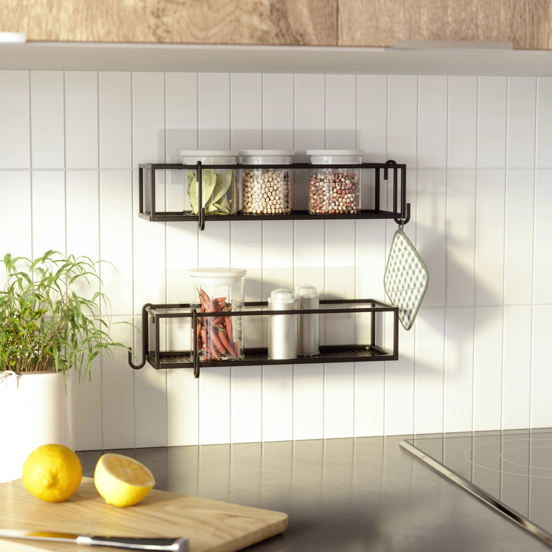 CUBIKO SET 2 Cestini adesivi per doccia / cucina / salone