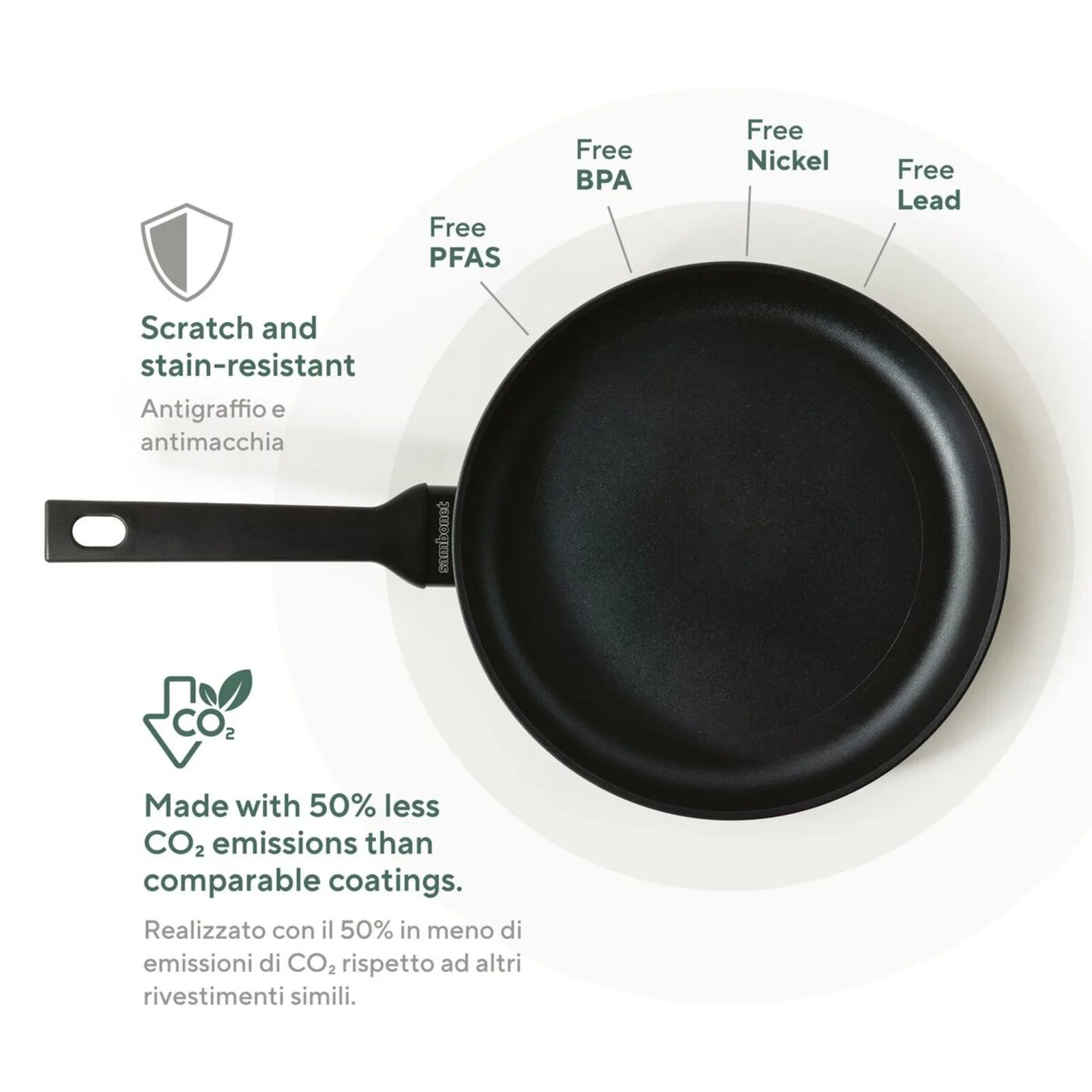 TITAN PRO GREEN Padella in Alluminio 28 CM - Verde Scuro