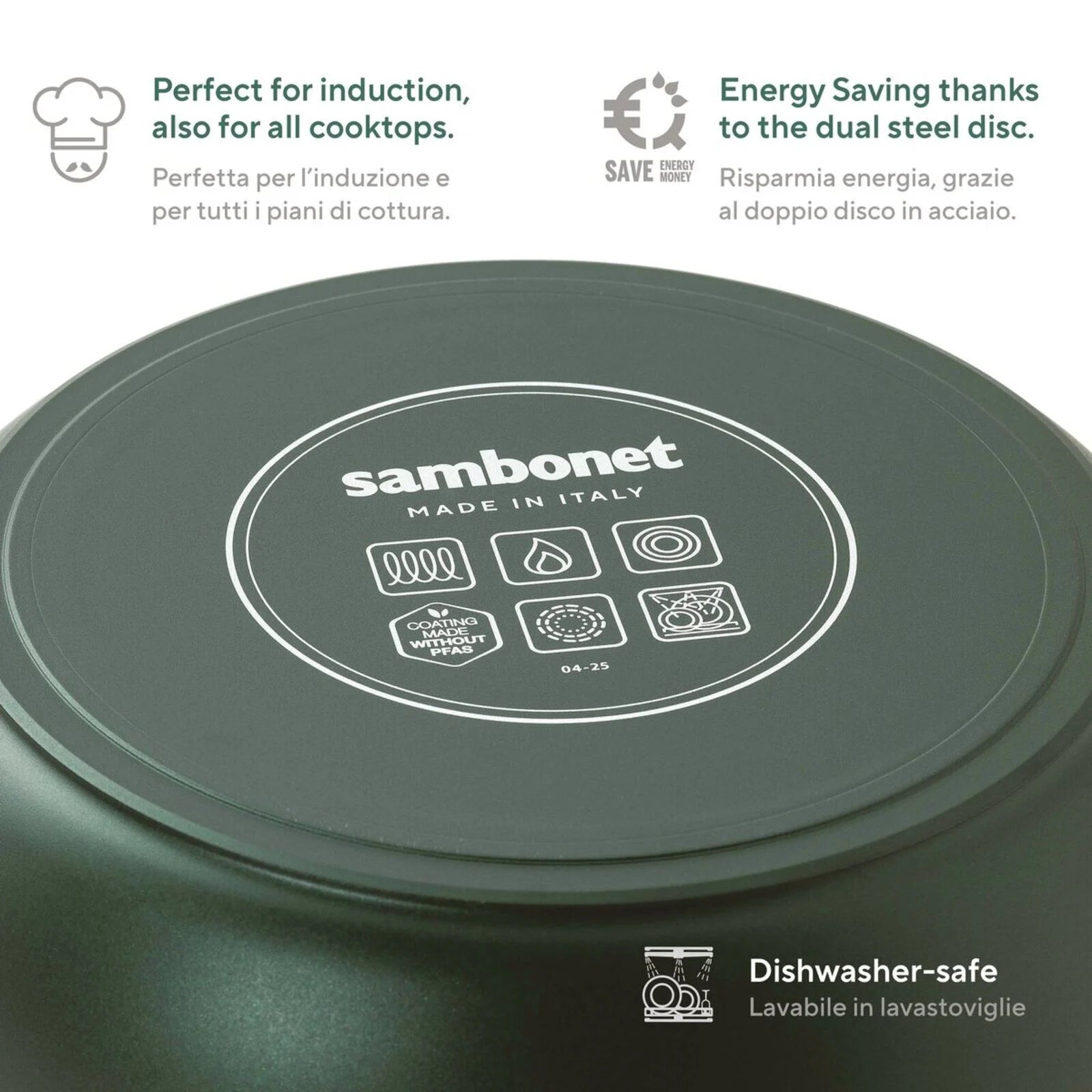 TITAN PRO GREEN Padella Alta in Alluminio 28 CM - Verde Scuro
