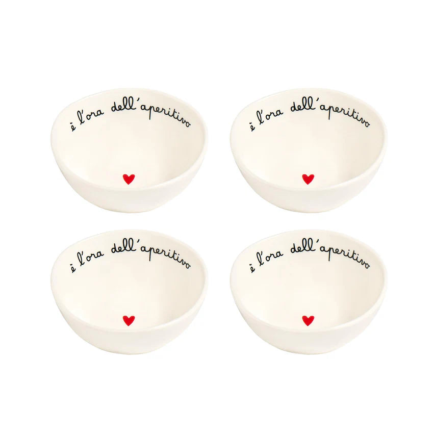 Set 4 Coppette in gres "E' l'ora dell'aperitivo"