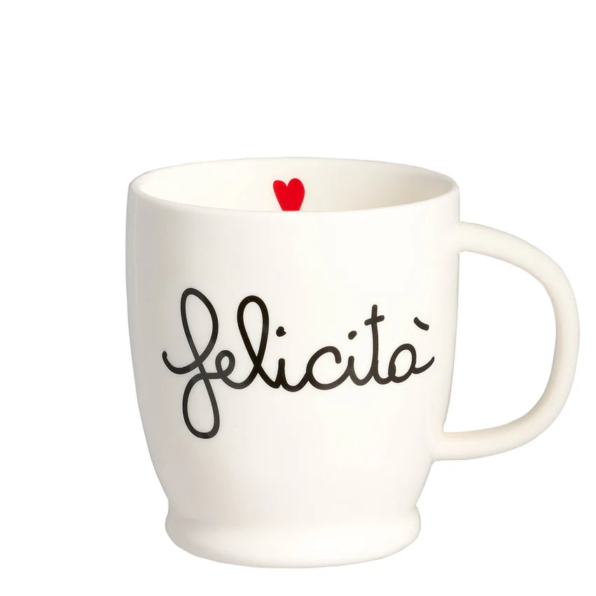 Mug bianca in Gres "Felicità"