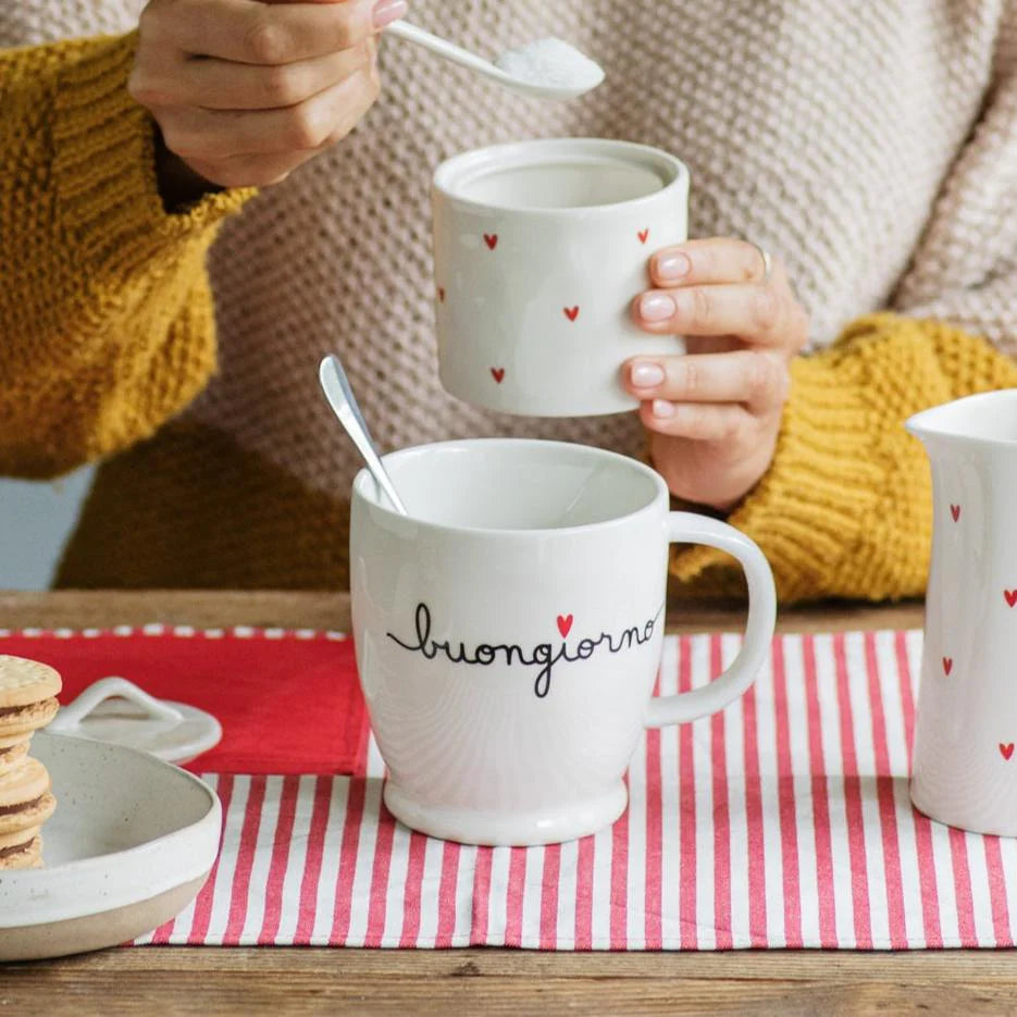 Mug bianca in gres "Buongiorno"