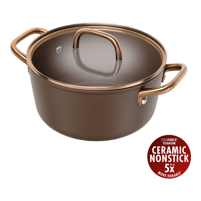 MILANO Pentola in Alluminio con coperchio - 24 cm, CERAFORCE Titanium