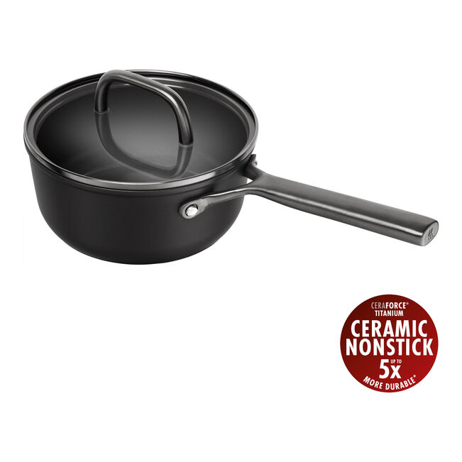 MILANO Casseruola in Alluminio 1 Manico e Coperchio - 18 cm, CERAFORCE Titanium