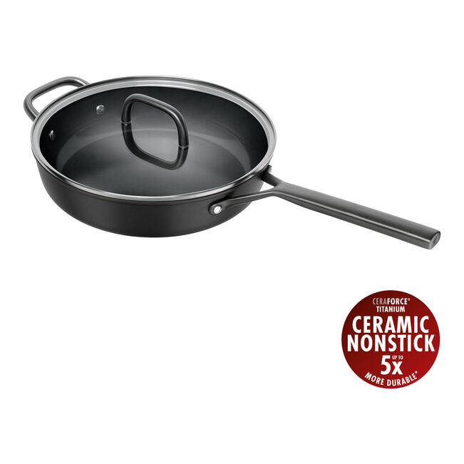 MILANO Tegame in Alluminio con Coperchio - 28 cm, CERAFORCE Titanium