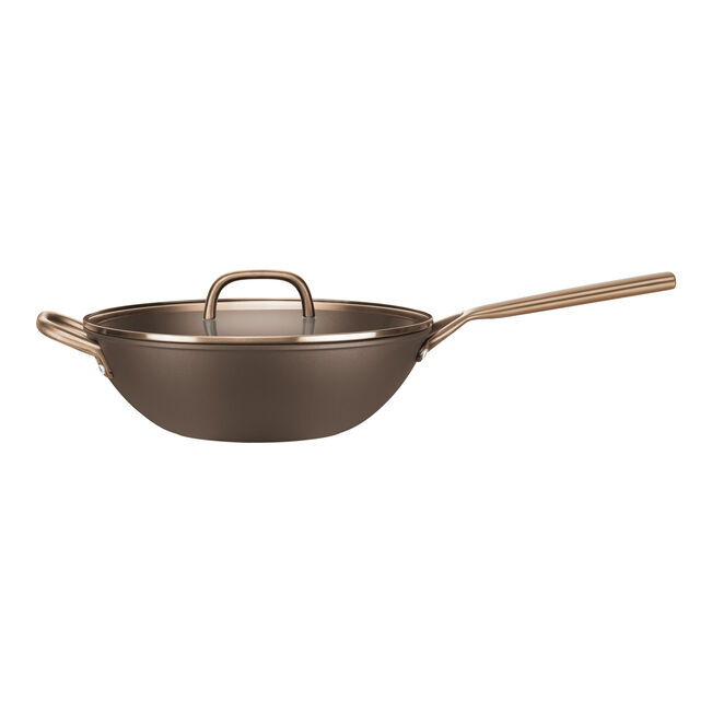 MILANO Wok in Alluminio con Coperchio - 30 cm, CERAFORCE Titanium
