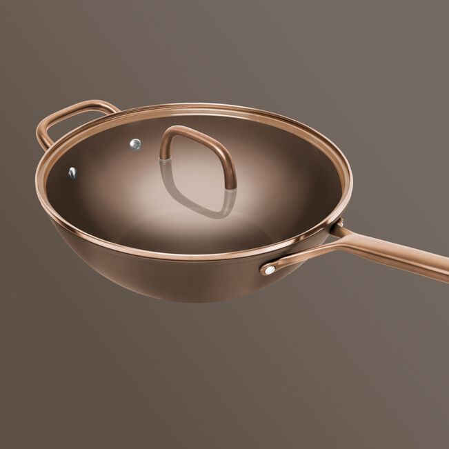 MILANO Wok in Alluminio con Coperchio - 30 cm, CERAFORCE Titanium