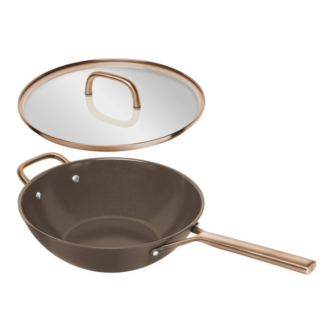 MILANO Wok in Alluminio con Coperchio - 30 cm, CERAFORCE Titanium