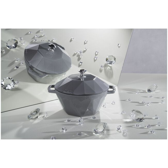 Cocotte Diamante rotonda - 22 cm, Colore grigio grafite
