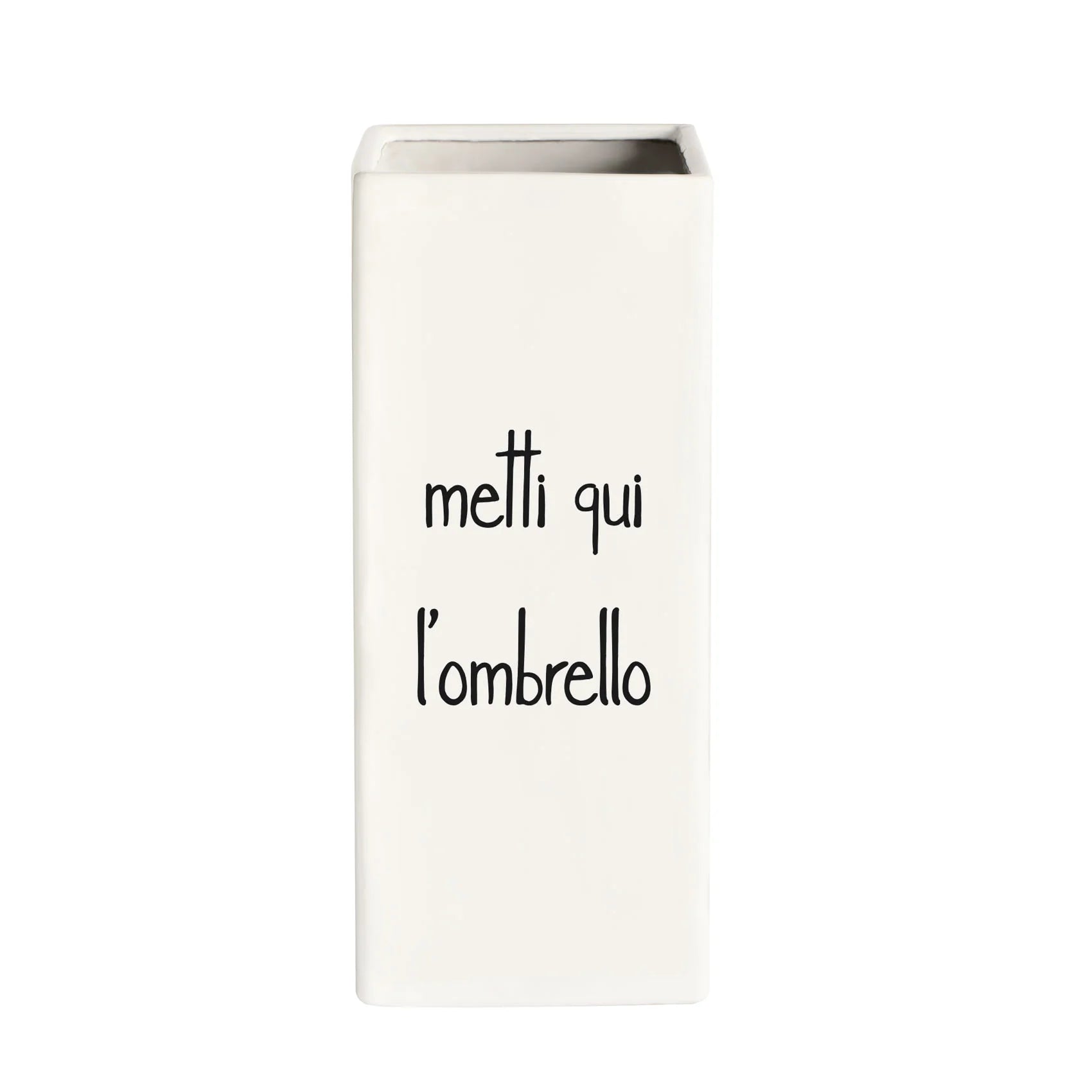 Porta-ombrelli in grès " Metti qui l'ombrello "