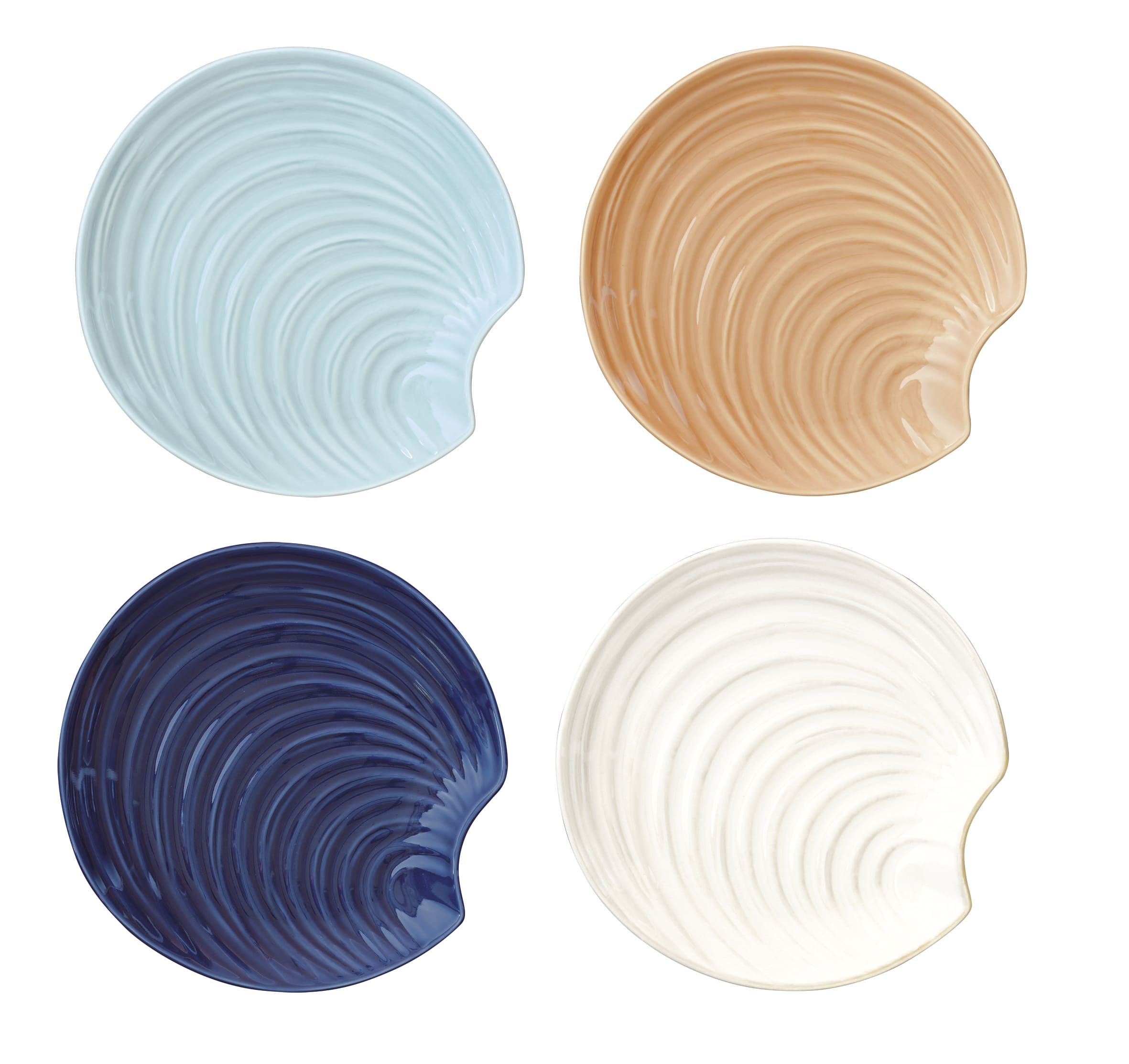 Piatto in porc.Ø 21 cm - 4 colori assortiti COQUILLAGES