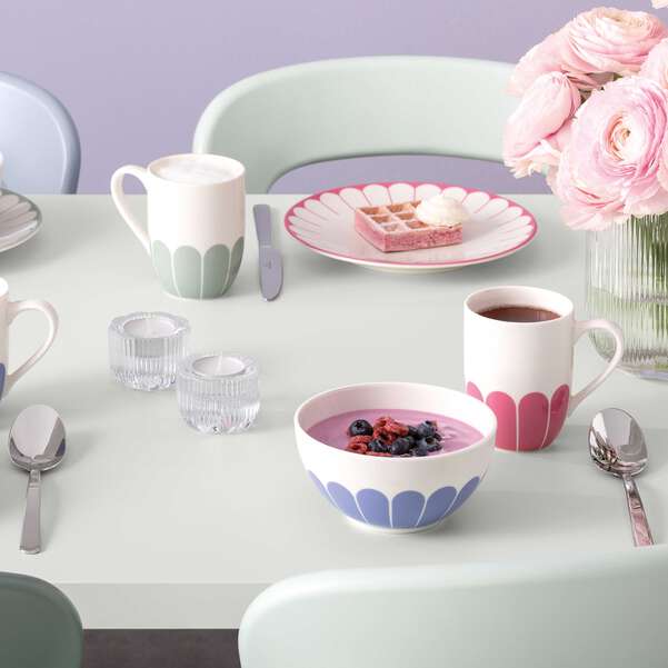 Fleur Ciotola per cereali blu, 430 ml, Premium Porcelain