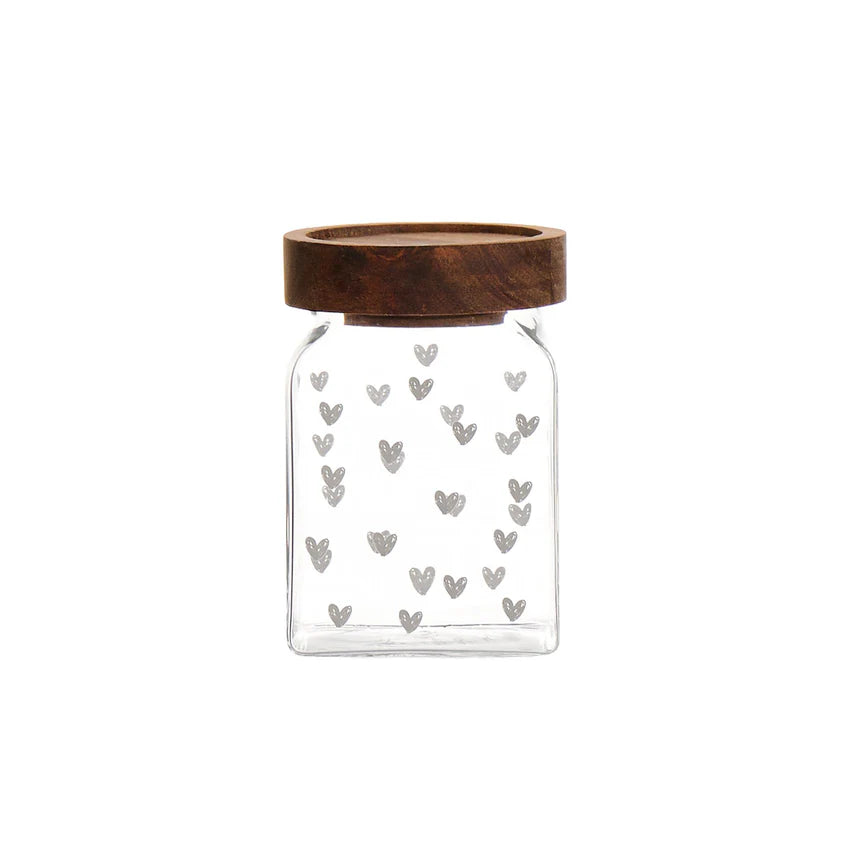 Barattolo Tappezzeria cuori 6X6X9 cm
