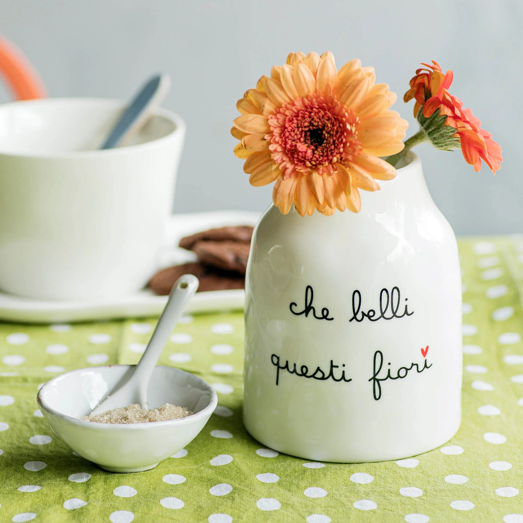 Vaso Portafiori in gres "Che belli questi fiori" 13 cm