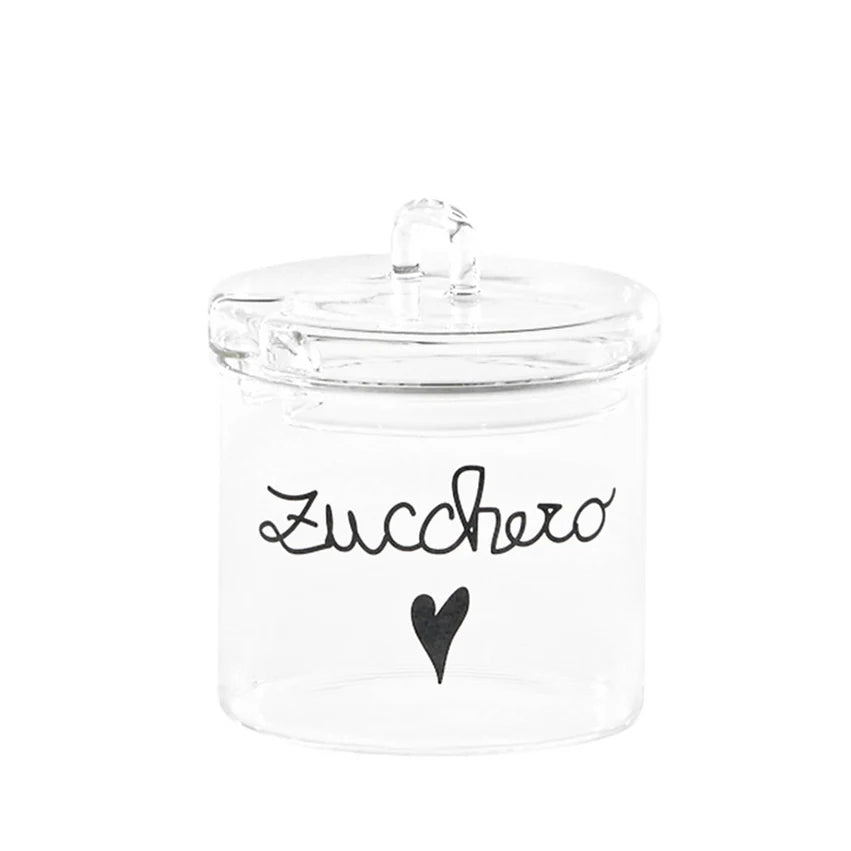 Zuccheriera in vetro "Cuore zucchero" 9 cm