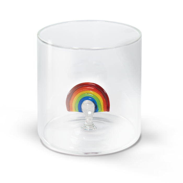 Bicchiere in vetro borosilicato 250 ml. Decoro ARCOBALENO.