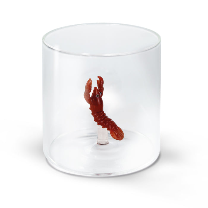 Bicchiere in vetro borosilicato 250 ml. Decoro ARAGOSTA.