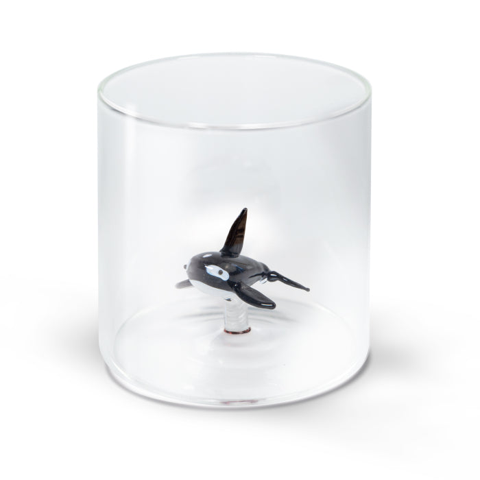 Bicchiere in vetro borosilicato 250 ml. Decoro ORCA.