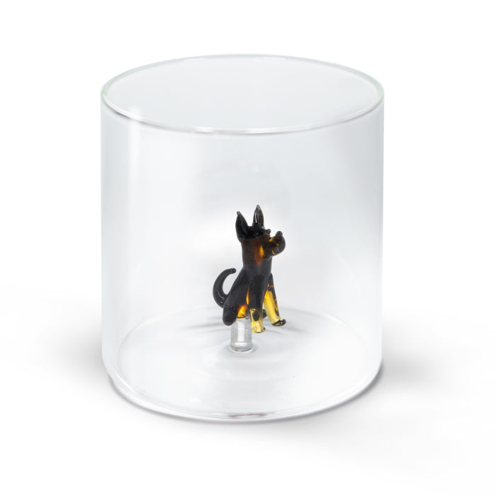 Bicchiere in vetro borosilicato 250 ml. Decoro PASTORE TEDESCO.