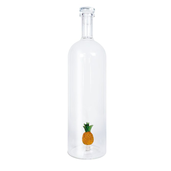 Bottiglia in vetro borosilicato con tappo 1,2 L. Decoro ANANAS.