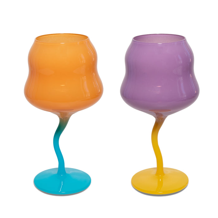 Set 2 calici cocktail. Colore 450 ml. Colori ARANCIONE E AZZURRO, VIOLA E GIALLO